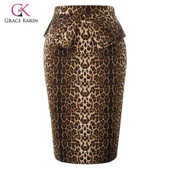 

Grace Karin Leopard/Snakeskin Sexy Pencil Skirt Women High Waist Back Split Hips-Wrapped Skirt Office Lady Work Party Skirt 2020