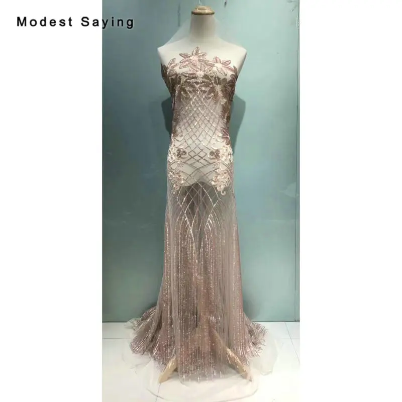 champagne pink 5 ярдов Роскошная фиолетовая расшитая блестками кружевная ткань для вечернего платья новая квадратная вышитая сетка для выпускного вечера кружевной тюлевый материал - Цвет: champagne pink