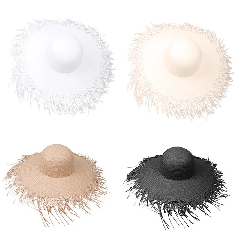 Соломенные шляпы с широкими большими широкими полями, соломенные шляпы, пляжная мода, летняя соломенная шляпа от солнца