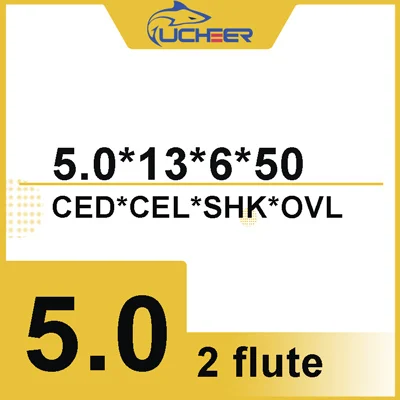 6D5d13l50L UCHEER Цена со скидкой; CNC инструменты HRC50 2 каннелюра с 4/6 мм сплав с ЧПУ твердосплавные фрезерные пластины Вольфрам Сталь цилиндрическая фреза с твёрдосплавной пластиной - Длина режущей кромки: 6D5d13l50L
