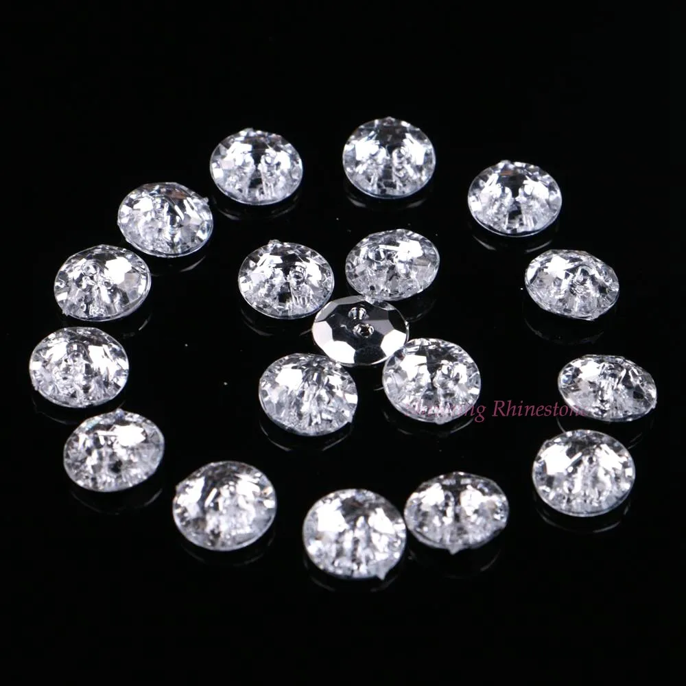 

Sew On Acrylic Button 11mm / 13mm Round Shape Beads Diamond Rhinestones For DIY Garment Clothes High Quality