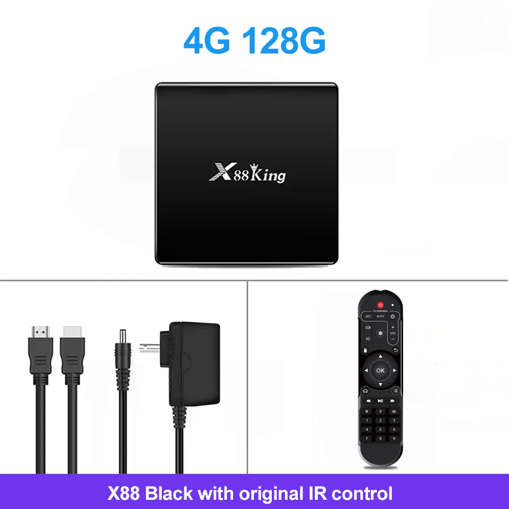 ТВ-приставка LEMADO Amlogic S922X Android 9,0 BT 5,0 4GB 128GB 4K Youtube Netflix Google голосовой помощник X88 King Android tv Box - Цвет: Black x88 king