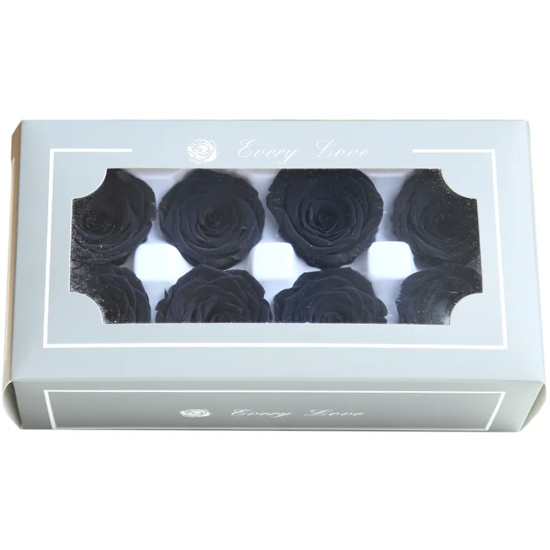 Black 8 шт./кор. Искусственные цветы розы 4-5 см консервированные вечная розы коробка новогодние подарки на день Святого Валентина навсегда вечная роза уровня A - Цвет: Black