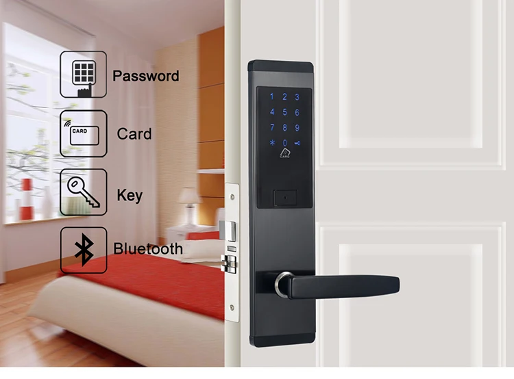 Приложение Wifi Bluetooth дверной замок, умный дом, без ключа, пароль, контактный Код, безопасность, электронный дверной замок, красный бронзовый цвет