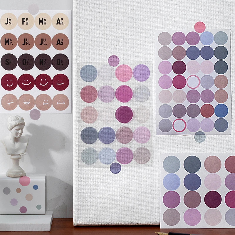 384 Pcs Daily Week Month Round Color Dots Colored Labels Stickers Color Coded Stickers Label Circle Stickers For Diy Decoration
