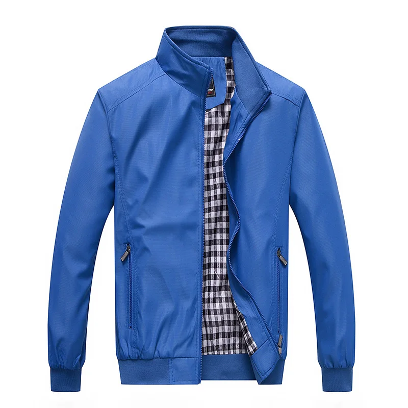 Blue MANTLCONX 7XL 8XL Новинка повседневная куртка мужская Осенняя верхняя одежда воротник-стойка Качественная мужская куртка пальто-бомбер для мужчин осень - Цвет: Blue
