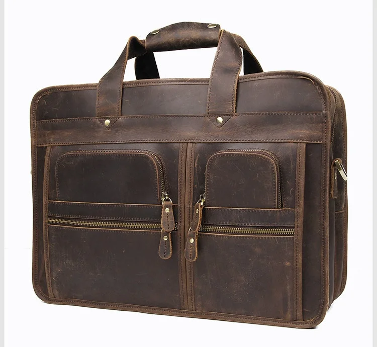 15.6″ Vintage Leather Briefcase For Men