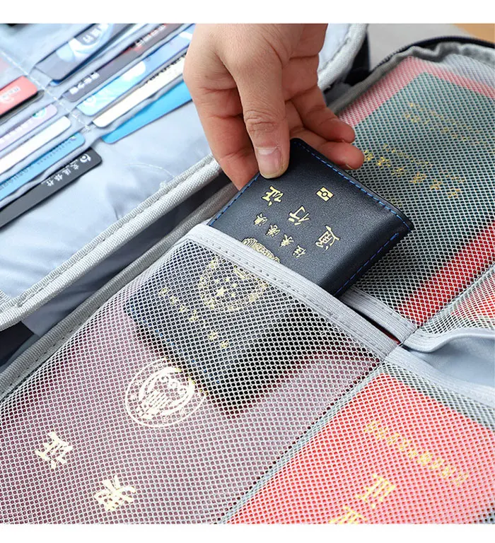 Travel password lock certificate storage bags Multi-layer Waterproof Document bag bank card organizer passport accessories pouch