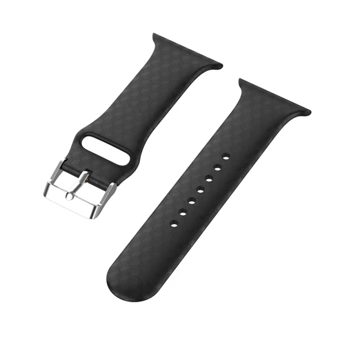 3D текстурный ремешок для apple watch band 5 4 44 мм 40 мм apple iwatch correa 3 2 1 38 мм 42 мм силиконовый ремешок для часов аксессуары для браслетов - Цвет ремешка: black