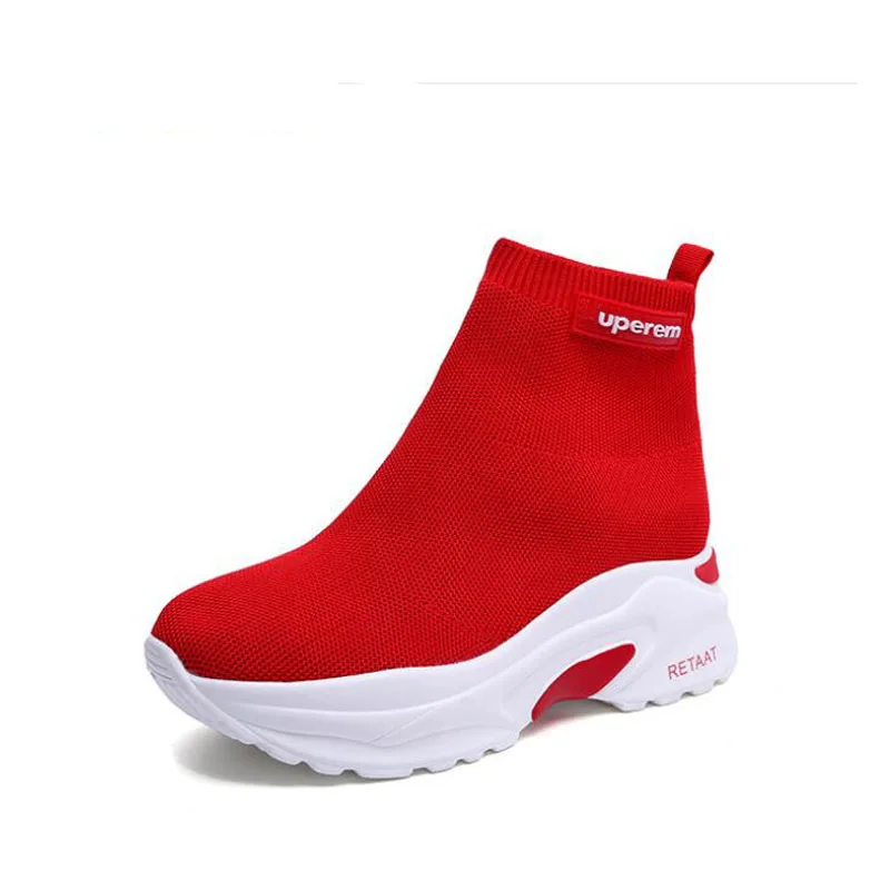 

Socks boots women's increased short boots thick bottom elastic boots 2019 new knit casual short boots women sneakers