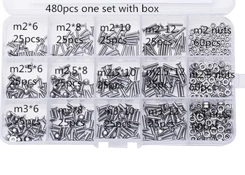 

480Pcs/set M2 M2.5 M3 DIN7991 ISO1064 Black Grade 10.9 Countersunk Head Socket Cap Screw Machine Screws Assortment Kit