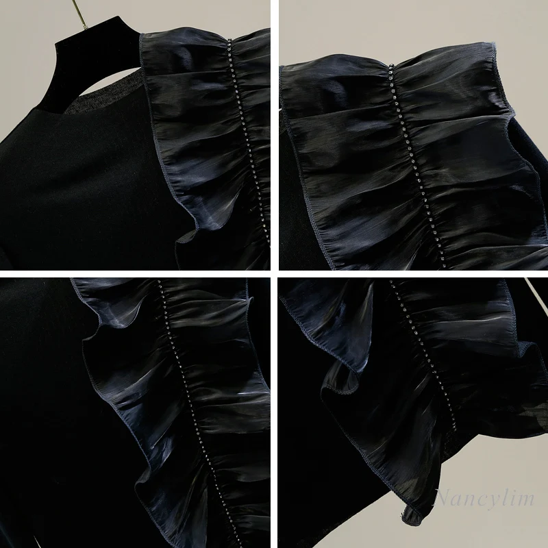 Rhinestone Chain T-Shirt Women Stereo Fungus Slim