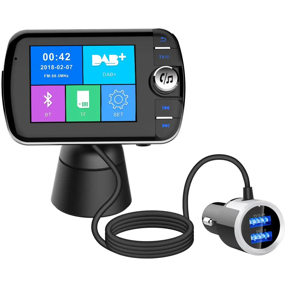 Konrisa DAB автомобильный радиоприемник тюнер AUX Outout Bluetooth fm-передатчик QC 3,0 быстрое зарядное устройство с tf-картой Зарядка для бардачка и игры