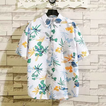 

Men's Fashion Hawaiian Man Shirt 2020 Summer Beach Short Sleeve Print Shirt Vacation Casual Lapel Shirt Casual #4.2