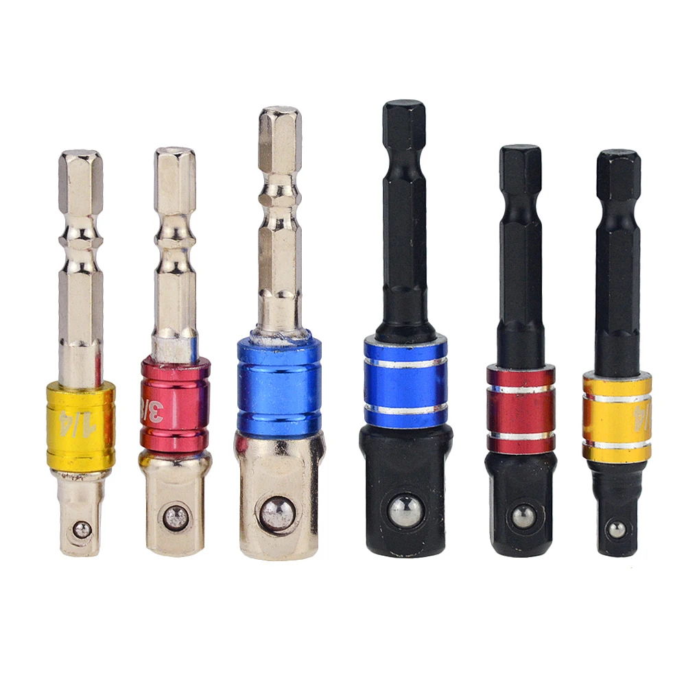 

3PCS Shank Drill Socket Adapter For Impact Driver With Hex Shank To Square Socket Drill Bits Bar Extension 1/4" 3/8" 1/2" Set