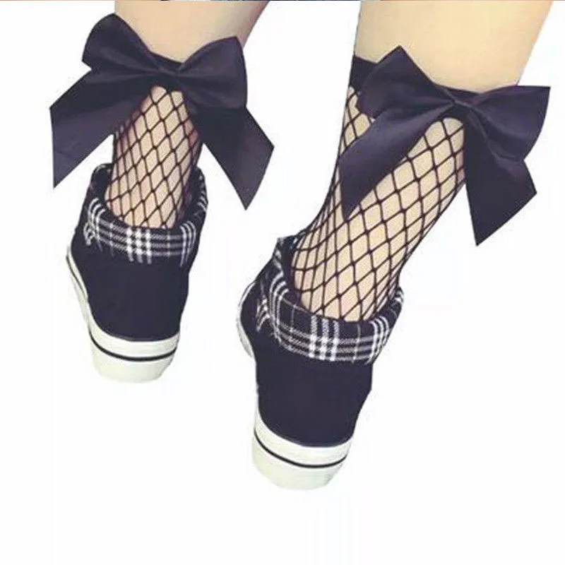 1 пара, сетчатые носки для девочек и детей винтажные короткие кружевные носки в сеточку с бантиком до лодыжки Модная Летняя распродажа, один размер