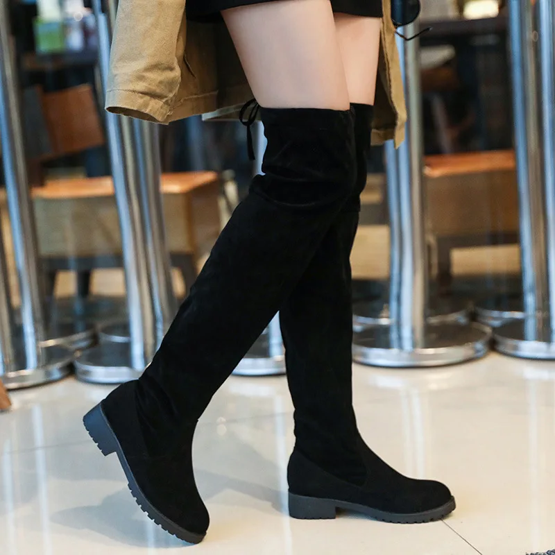 

Mhysa 2019 Plus Siz 34-41Fashion Female Winter Thigh High Boots Faux Suede Leather Solid High Heels Women Over The Knee Shoes