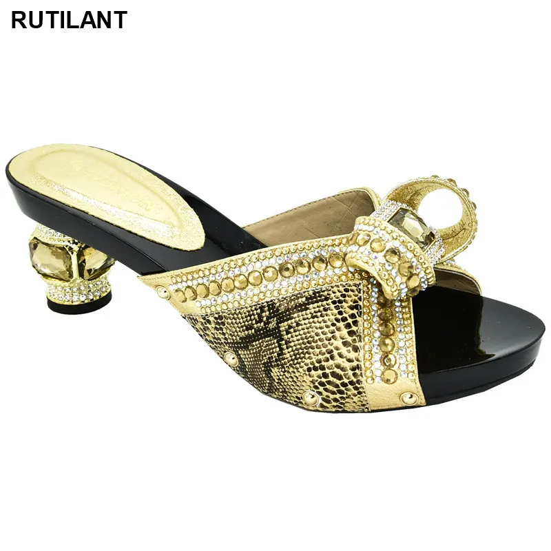 

Latest Women Luxury 2020 Rhinestone Wedding Party Shoes Wedding Shoes Bride Cristal African Special Materials High Heels 7 CM