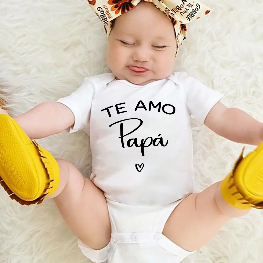 Baby Bodysuit I Love You Dad Papa Spanish Funny Newborn Baby Bodysuits Boy Girl Casual Short Sleeve Jumpsuit Playsuits Outfits Infant Clothing