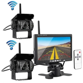 

7inch 2.4G Multifunction Rear View Waterproof Wireless LCD Screen Security Reverse Backup Dual Camera Parking System Car Monitor
