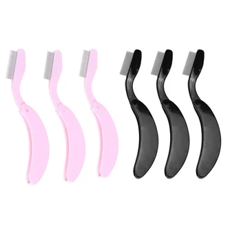 

6Pcs Folding Eyelash Comb, Stainless Steel Teeth Eyebrow Comb Lash and Brow Makeup Brush