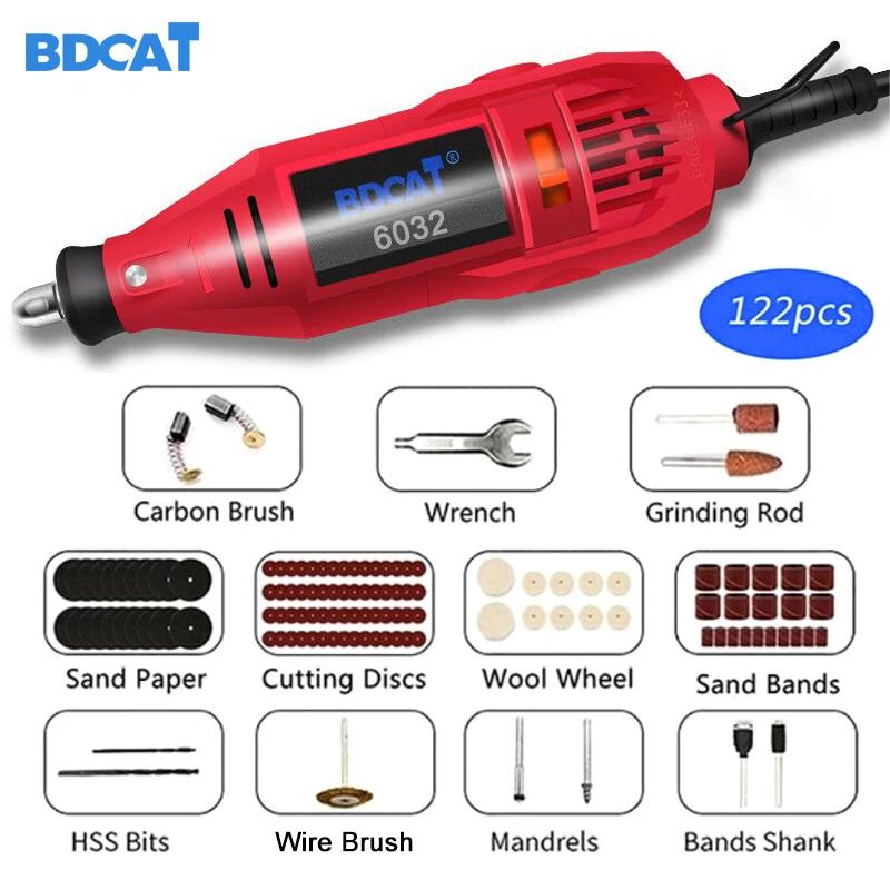 Tanie BDCAT 180W mini młynek wiertarka ręczna elektronarzędzia elektryczna mini wiertarka szlifierka z obrotowym narzędziem akcesoria dremel Kit Set