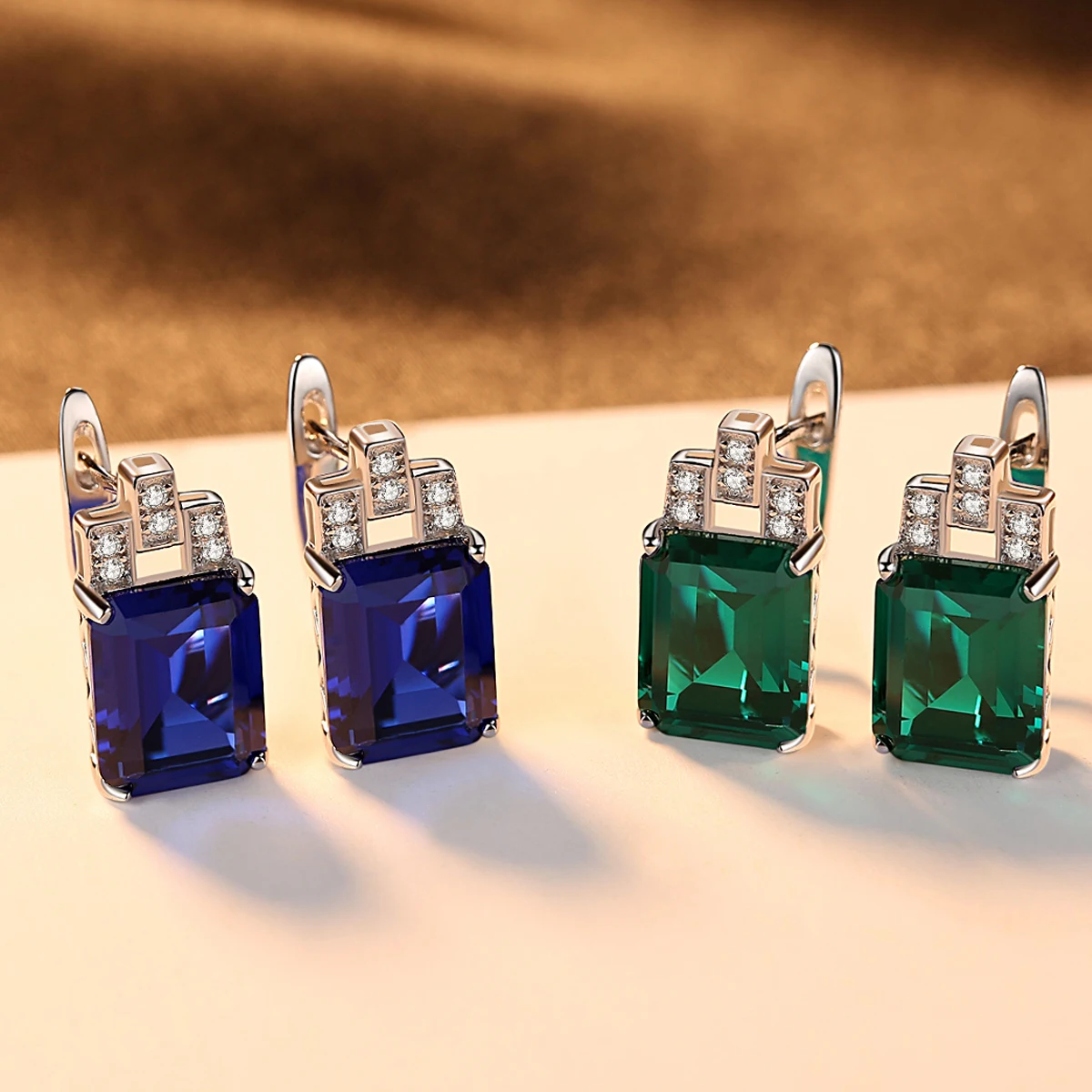 Gem& Time 7.6ct синий сапфир Клипсы Серьги 925 серьги квадратный дизайн серьги Стерлинговое Серебро 925 пробы очаровательные ювелирные изделия SE0110