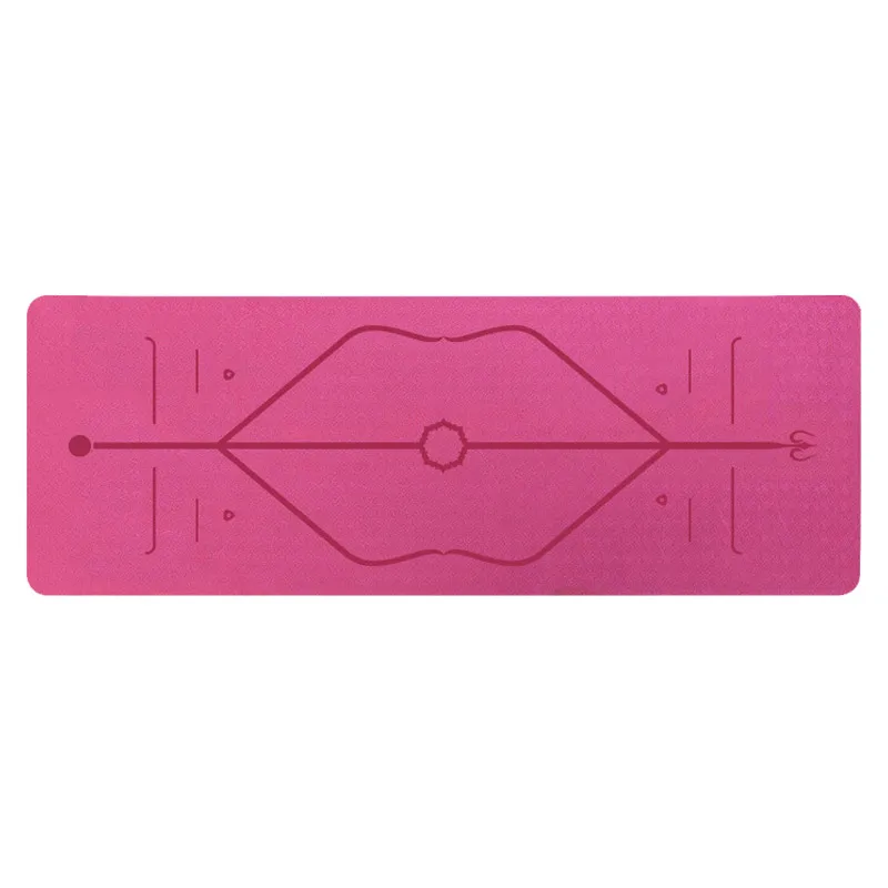 Pink Двойной цвет 1830*610*6 мм коврик для йоги с линией позиционирования нескользящий плотный для начинающих подходит для пилатеса фитнеса коврик для гостиной - Цвет: Pink