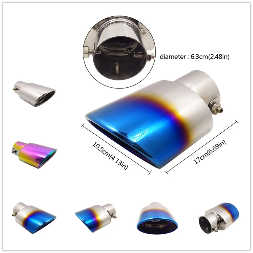 Automobiles Muffler Tail Throat Chrome Single Car Tails Pipes Decoration Stainless Steel