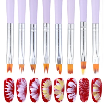 

UV Gel Nail Polish Brush Acrylic Nail Brush for 100% Nylon Manicure Nails Round Nail Art Brush With Liquid Glitter Handle