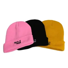 Модная Вязаная Шерстяная кепка с мультяшной вышивкой, женская осенняя и зимняя теплая Кепка с манжетами, Кепка для диких черепов