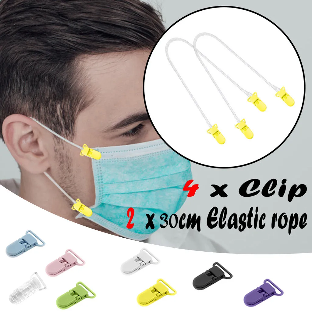 

4 Clip 2 Elastic Rope Adjustable Durable Firm Plastic Clip Camisole Stabilizer DIY Making Masks Supplies Fix Tools W2