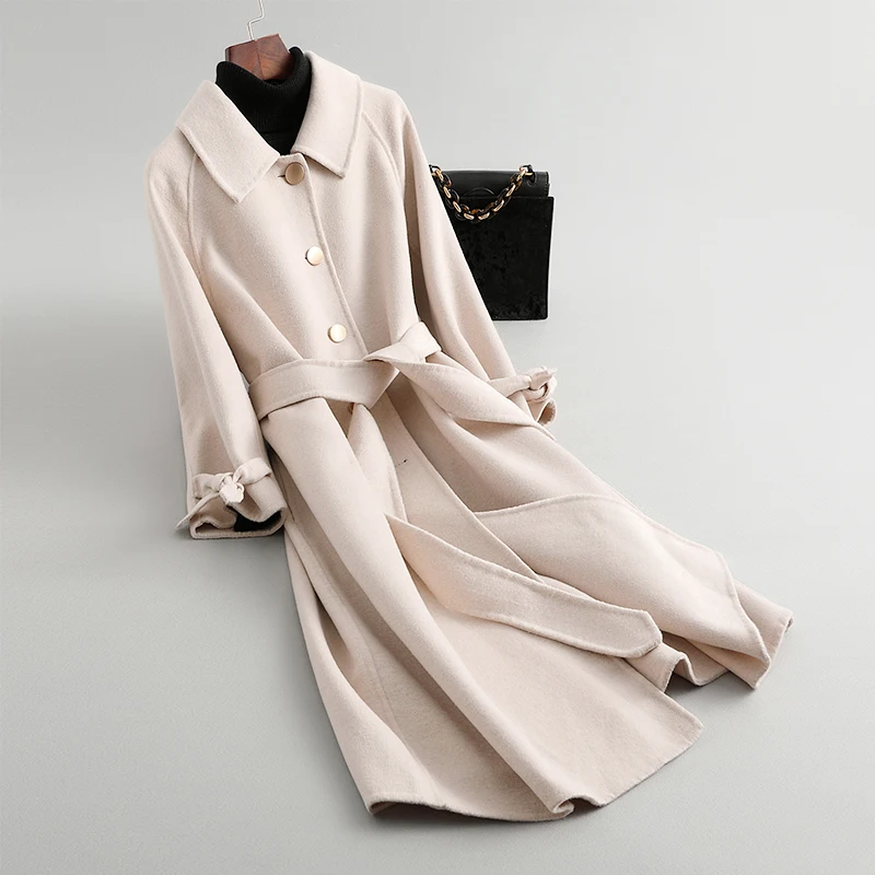 

Wool Coat F Coats 2019 Korean Autumn Winter Jacketemale Double-Sided Alpaca Woolen Jackets Long Women Cashmere