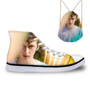 

THIKIN 2019 Popular Star Troye Sivan Pattern Print Vulcanize Shoes for Women Canvas Shoe High Top Lace-Up Sneakers Custom Design