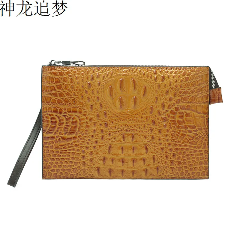 

Noble Crocodile pattern men's clutch bag men's zipper ipad purse A4 paper alligator style Pu leather clutch bag male handbag