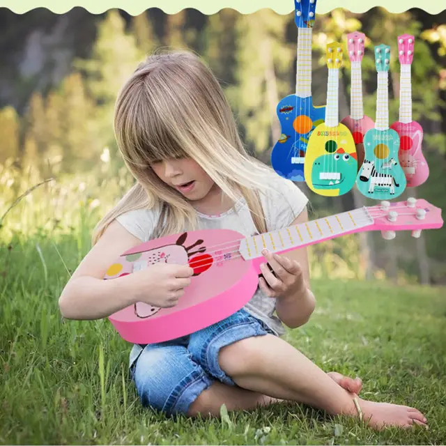 Mini ukelele de cuatro cuerdas para niños, instrumento Musical, juguetes educativos, juguete de desarrollo intelectual temprano