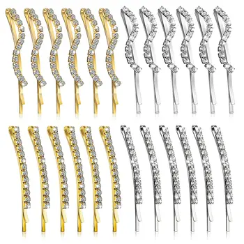 New  Rhinestone Bobby Pins Crystal Hair Clips Diamond Hair Pin Sparkling Hair Barettes Sytling Accessories for Women and Girls