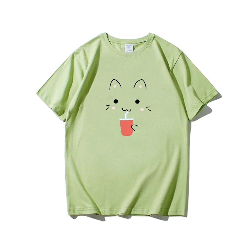 Графическая женская футболка, футболки, эстетическая одежда ulzzang, Корейская одежда для женщин, мультяшный аниме, забавный стиль, женская футболка - Цвет: cute green