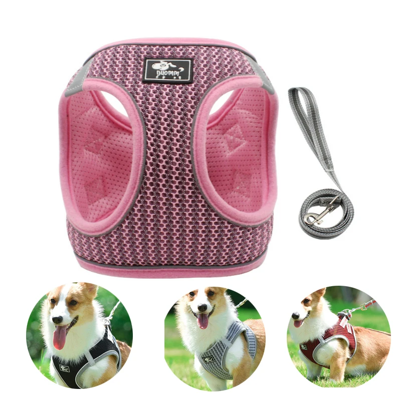 

Adjustable Dog Harness Fashion Puppy Accessories Breathable Dog Leash and Harness Reflective Custom Pet Chest Strap Dog Stuff