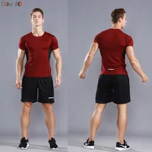 HOWE AO Brand Men Sets Summer Running Sets Men Sport Suits Gym Fitness Training Breathable Tracksuit Jogging Suits