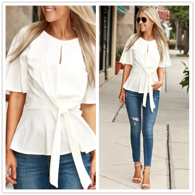 

Ruffles Chiffon Blouse Butterfly Sleeve Spring Summer Fashion Woman Shirts Casual Blusen Women 2019 White Blouse