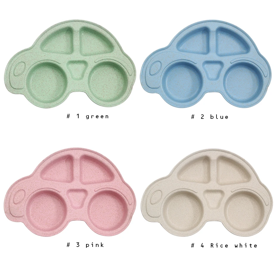 

Portable Infant Bowl Children Plates Baby Feeding Dinnerware Cartoon Car Style Environmentally Friendly