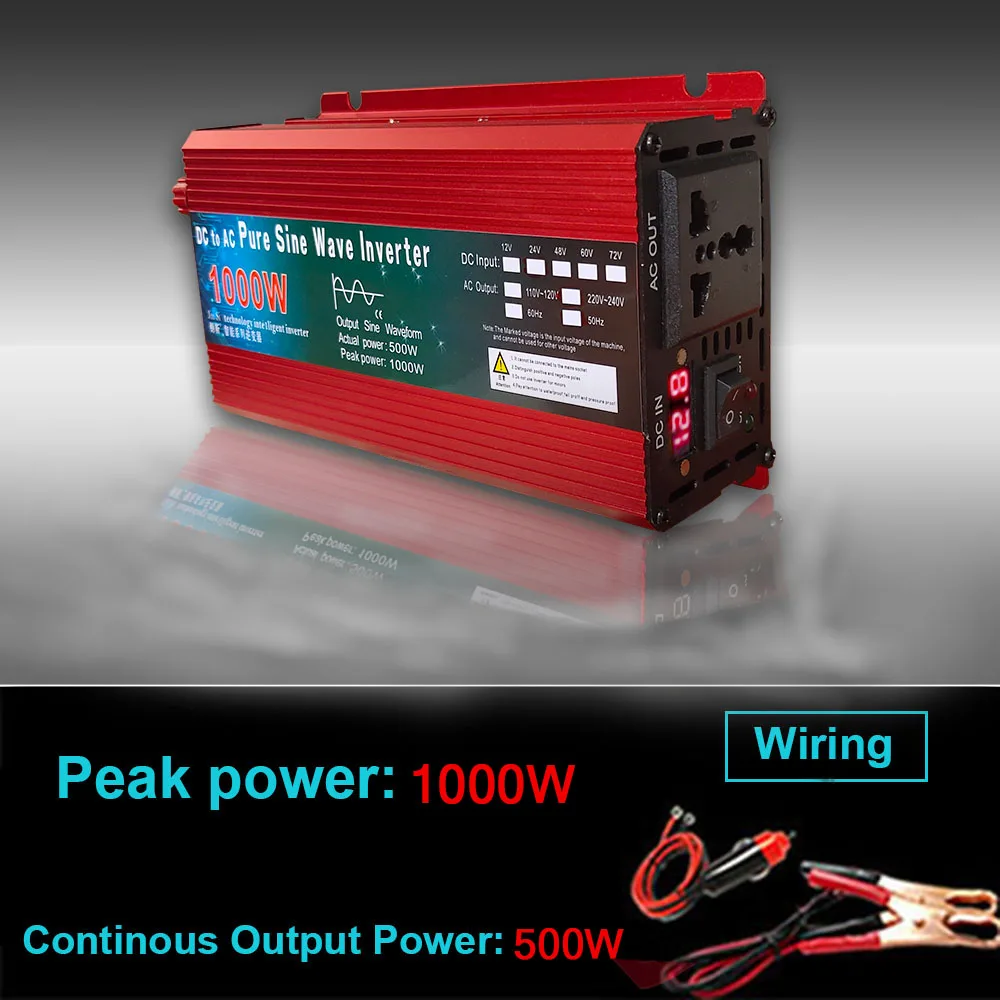 Inverter 12V 220V 1000W 2000W 3000W DC 24V 48V 60V To AC 220V Pure Sine Wave Voltage Converter Power Car Micro Inverter DIY