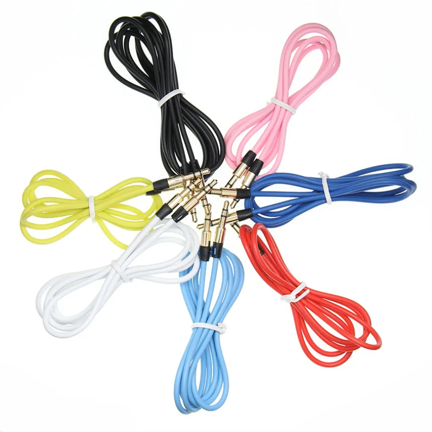 1m 3 5mm Aux Cable Gold Plated Jack Audio Cables for MP3 4 Car Headphone Phone Speaker Auxiliary Cord 100pcs