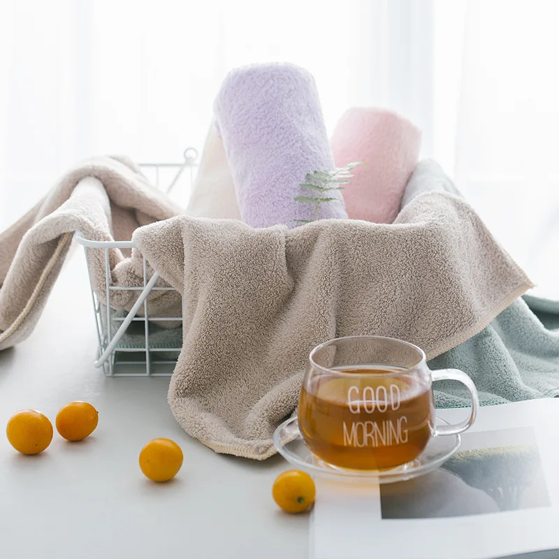 Yaapeet 5pcs 36x75cm Face Towel Water Absorption Solid colors Shower Bathroom Square Handkerchief Baby Bath Cotton Washcloth