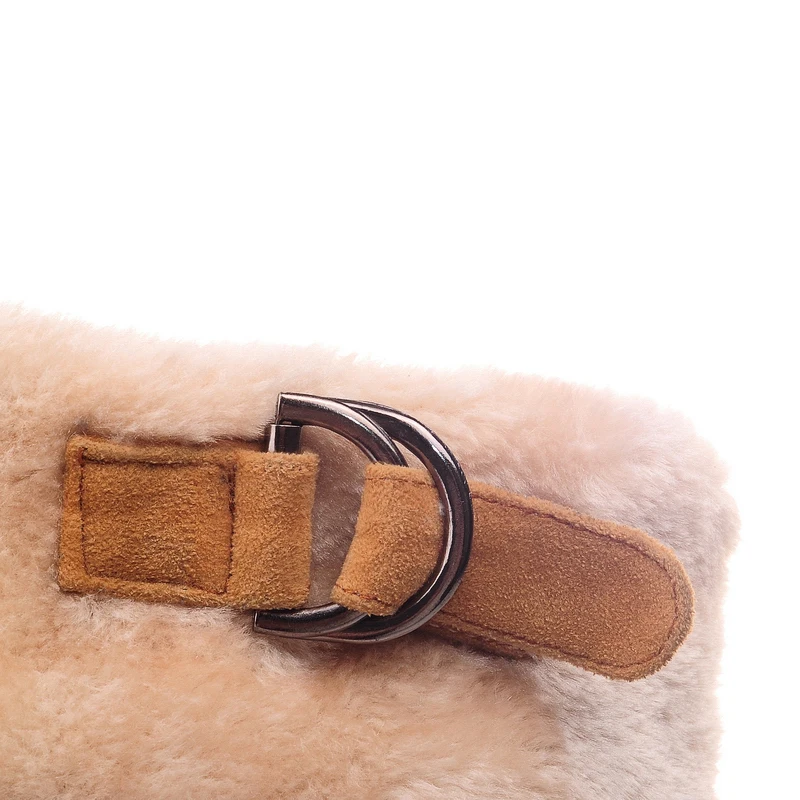 Big size 34-43 high quality winter fashion women solid flock buckle high heels snow boots 3 colors