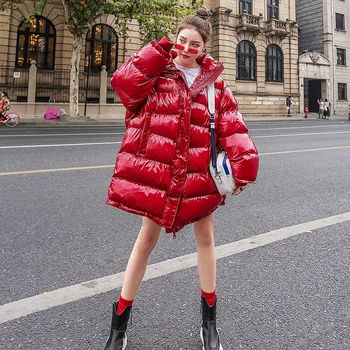 

Cotton-Padded Jacket 2019 Women Winter Medium-long Thicker Jacket Loose Chic Female Fashion Solid Female Bread Jacket