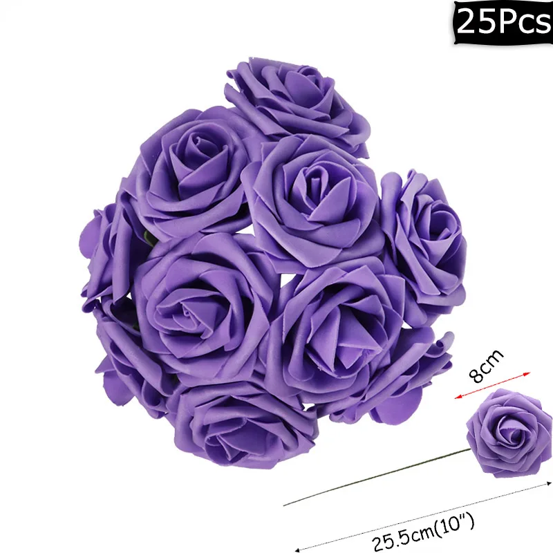 purple Настоящие искусственные розы, искусственные цветы из пенополиэтилена, розы, букет невесты, домашний Свадебный декор, скрапбукинг, товары для рукоделия - Цвет: purple