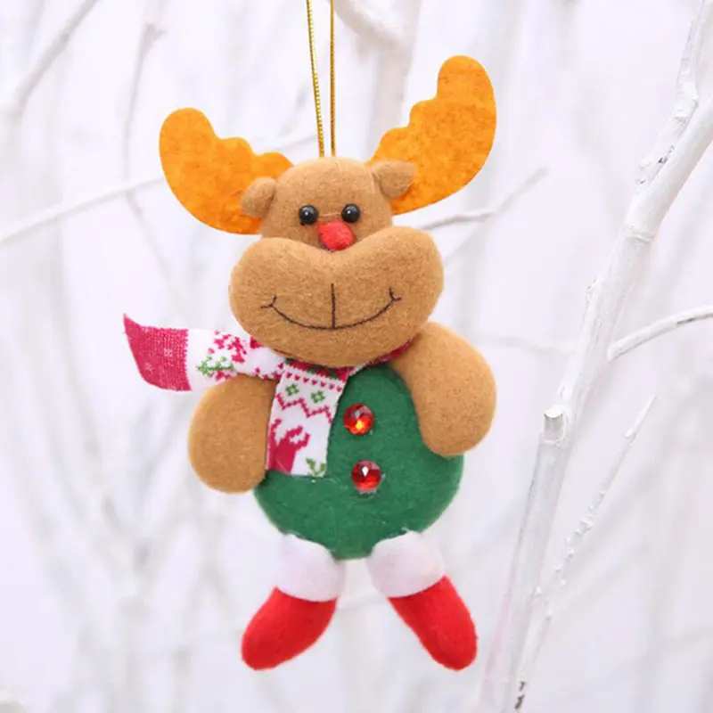 Рождественские украшения Рождественский подарок Санта Клаус Снеговик Дерево Игрушка Кукла висячие украшения для дома Рождество Navidad - Цвет: 02-Elk