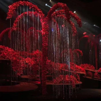 

HVAYI Wedding arch iron crystal tree Fake flower hanging Umbrella-shape iron stand decoration background decoration wishing tree